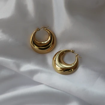 JOOLIM High End 18K Gold Plated Hollow Chunky Hoop Earring Stainless Steel Earrings for Women