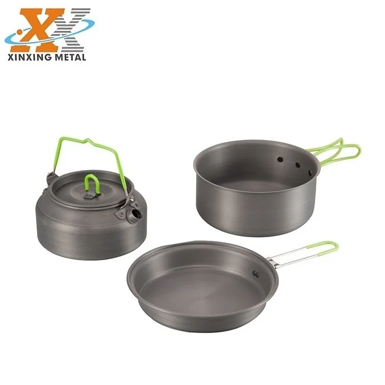 Popular Outdoor Dinnerware Aluminum Camping Cookware Sets Travel Cooking Sets manufacture