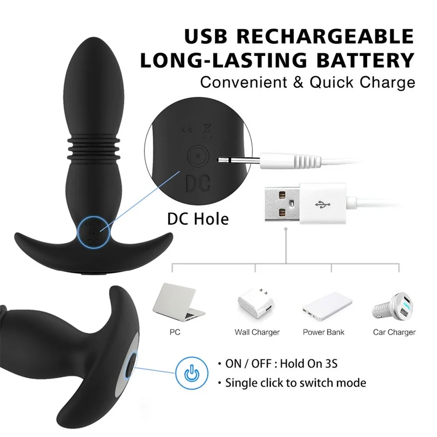 Thrusting Anal Vibrator Prostate Massager Wireless Wearable Anal Thruster Vibrating Butt Plug Dilator Anal Toys for Women