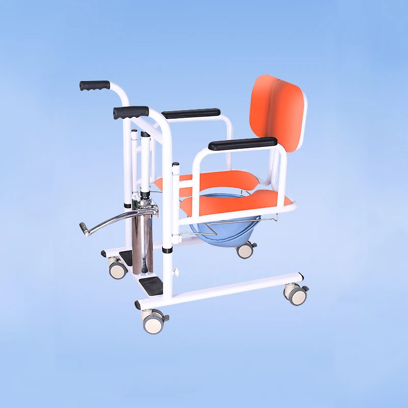Manual Moving Disabled Patient Transfer Lift Commode Toilet Bath Chair with Wheels for Disable