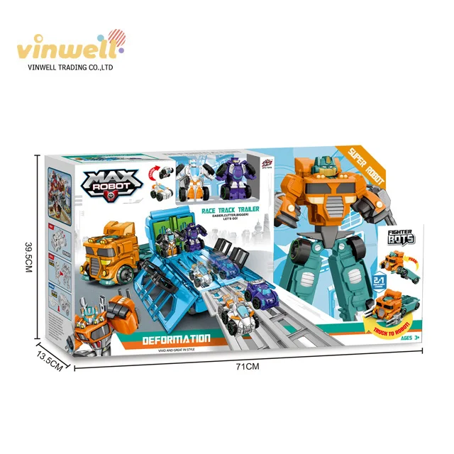 3 Color Max Robot Tractor Game Car Game with Carriage and Flash Deformation Robot Car