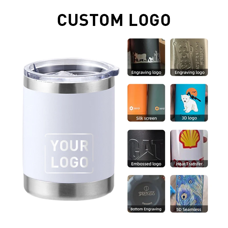 Custom Logo Powder Coated 10oz Lowball Tumbler Insulated Vacuum Travel