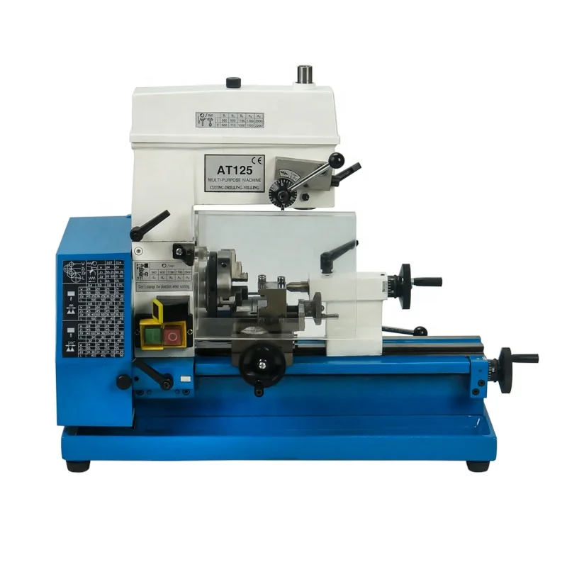 AT125 Micro Multifunctional Lathe Bench Drilling Milling Machine Tool Hot Sale Household for Wood Plastic Soft Metal Working