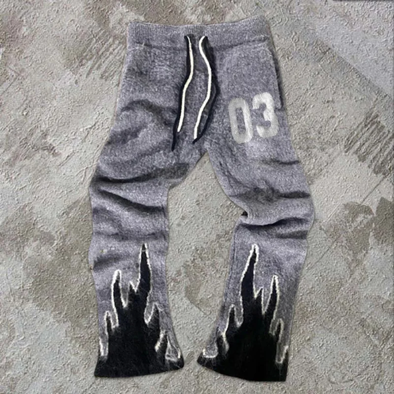 Wholesale Graphic Mohair Sweatpants Print Fuzzy Brushed Mohair Outdoor ...