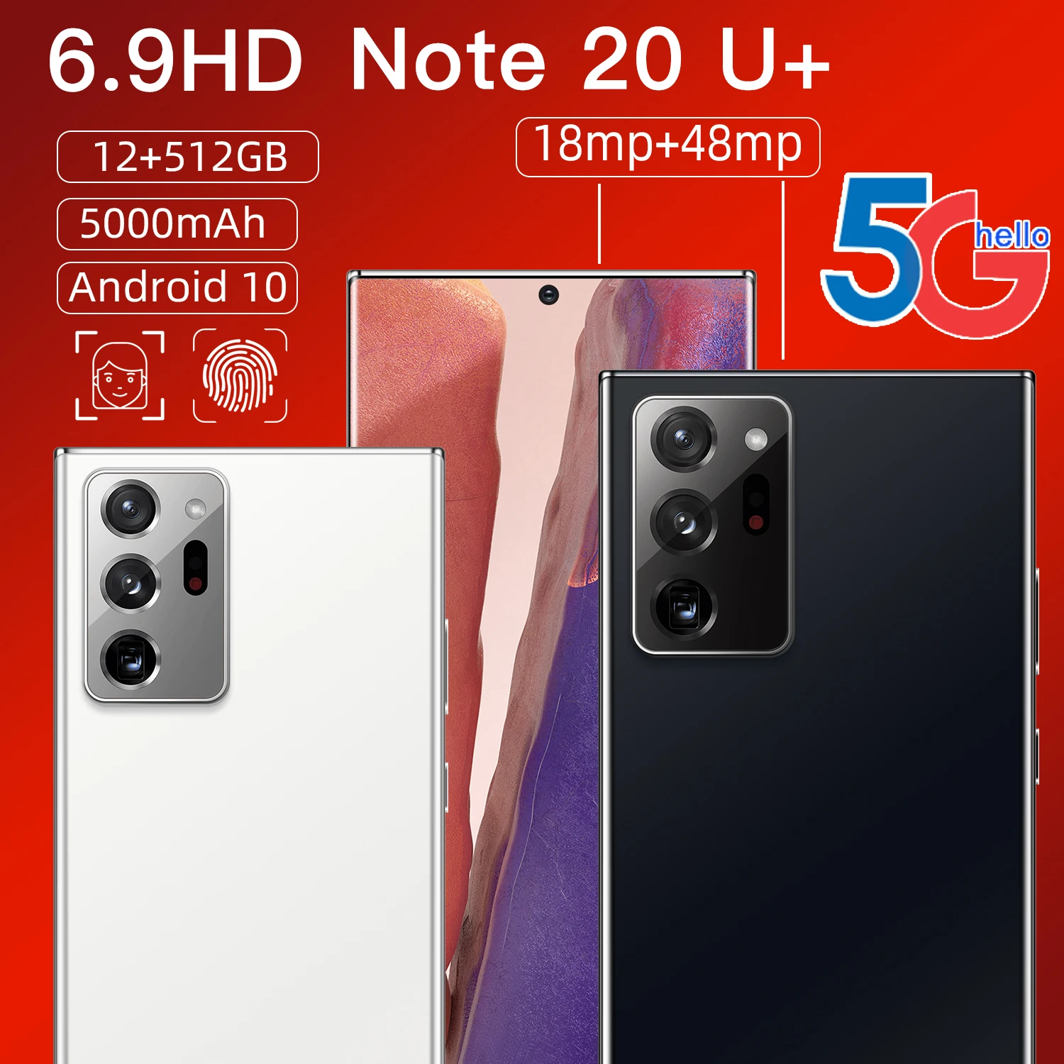 
 Смартфон Note 20U, глобальная версия, 4G, 5G, 12 + 512 ГБ, Android 11  