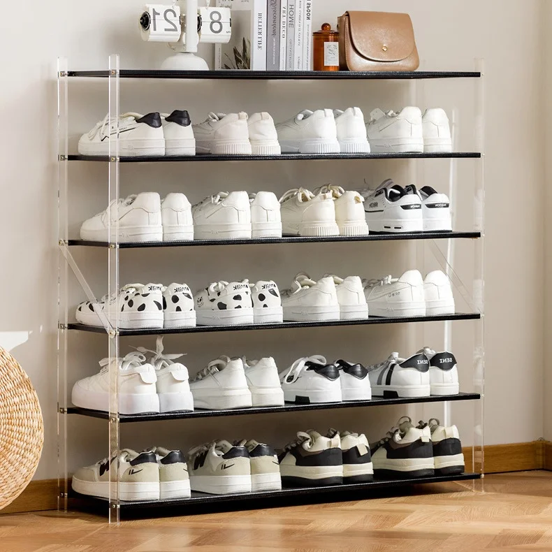 Wooden Acrylic Shoe Shelves Acrylic Shoe Rack Clear Modern Luxury