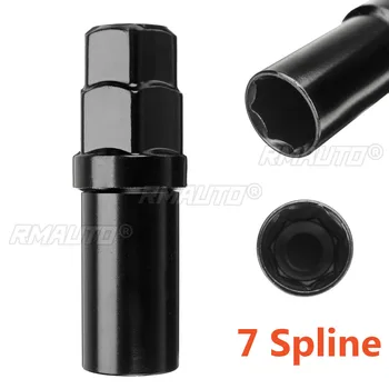 Black 7 Sided Spline Driver Wheel Tuner Lug Nut Key Locking Lock Socket Removal Tool
