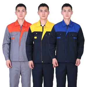 Wholesale Custom Long Sleeve Work Clothes Set Reflective Safety Workwear Coveralls Factory Workshop Mechanic Worker Uniform Suit