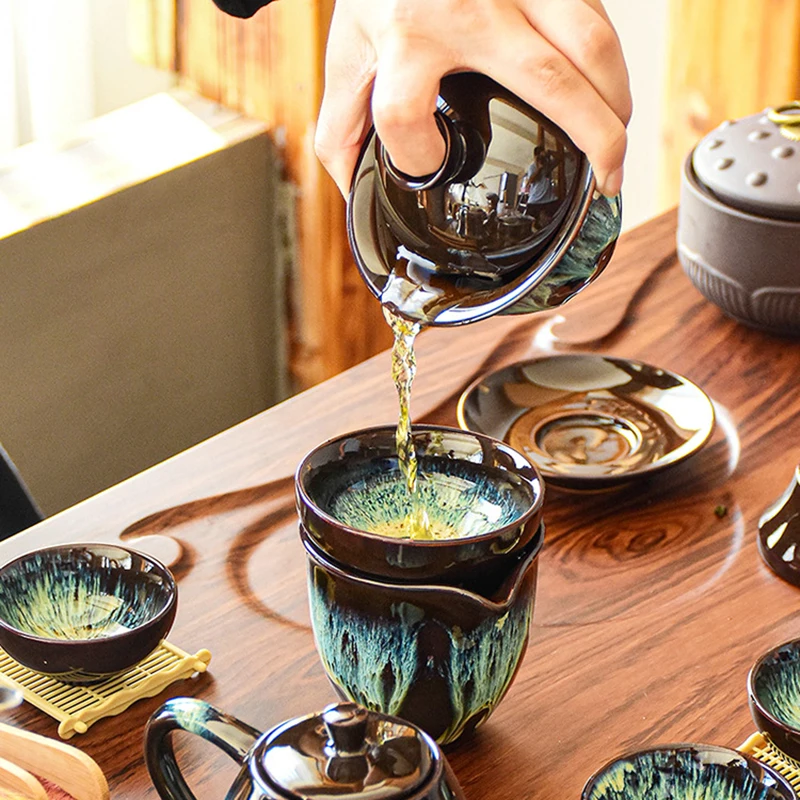 Chinese Famous Wooden Tea Tray,Kongfu Tea Set With Tea Pot,Cups And All