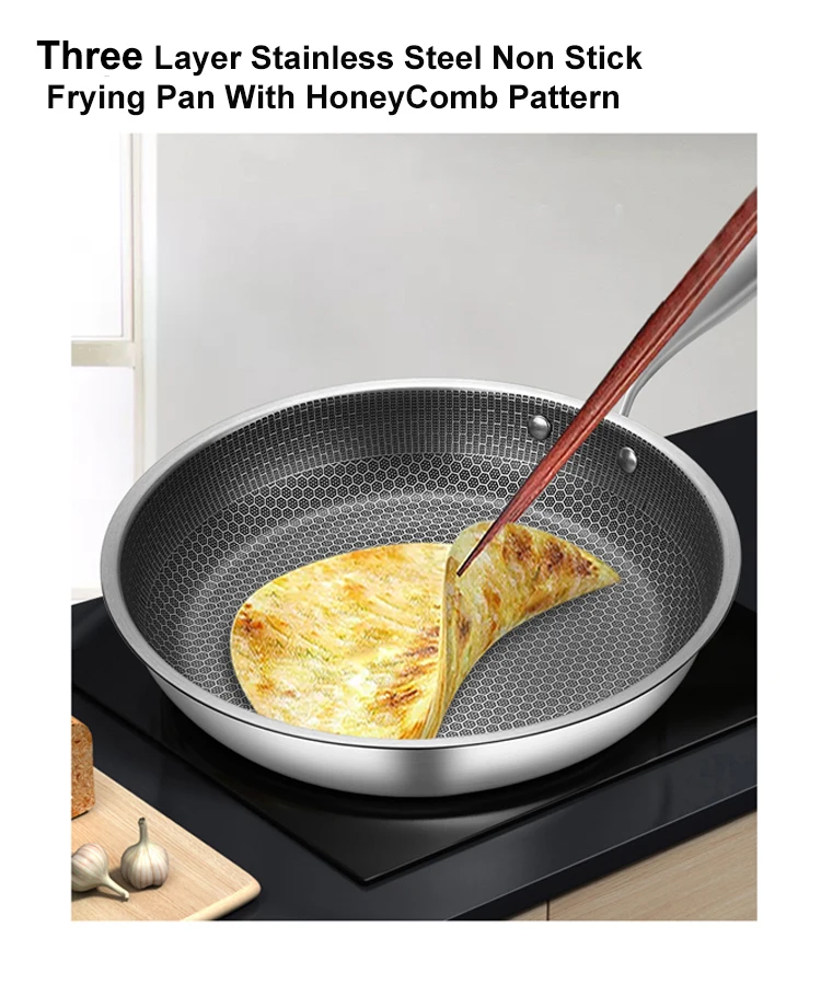 Stainless Steel Honeycomb Nonstick Pan German Frying Pan 28CM 1 Piece 