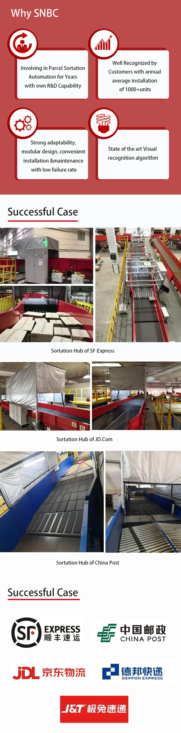 SNBC Package Handling Fast Linear Parcel Singulator for Ecommerce Logistics