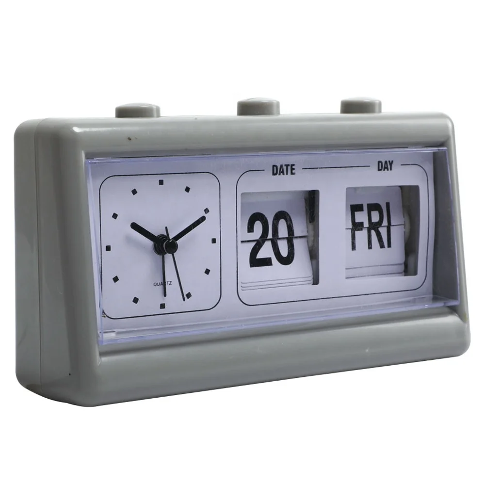 Automatic Page Turning Clock with Week Date Calendar Flip Desktop square Clock for Office