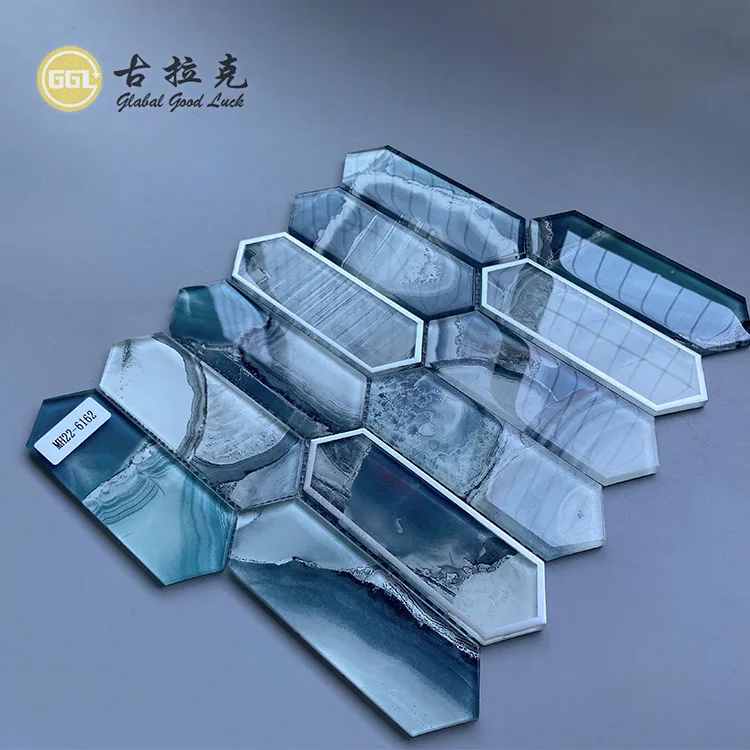 Crystal Glass Pattern Mix Sliver-Rimmed Glass Mosaic For Wall Tile details