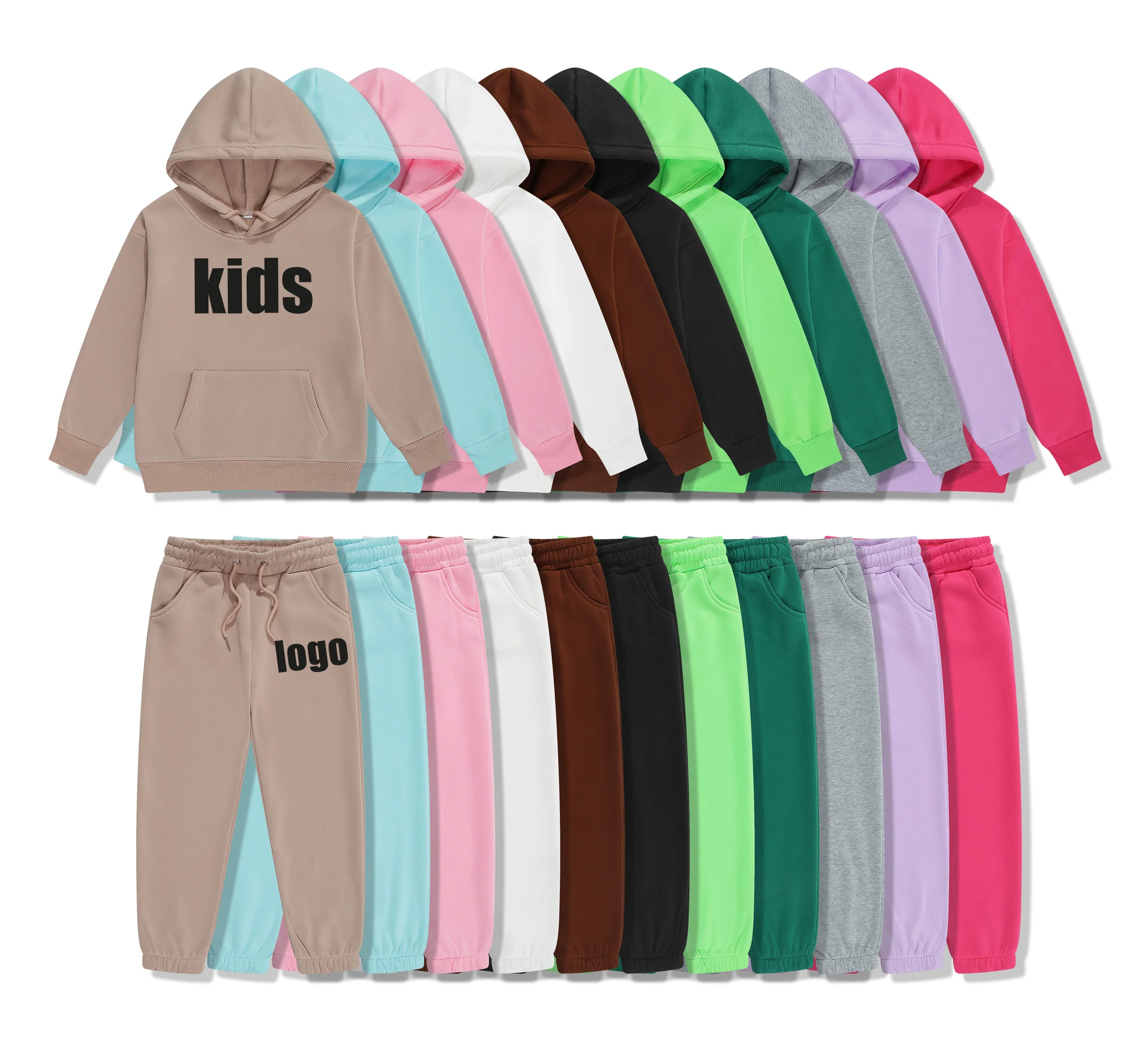 Wholesale Kids custom tracksuit cheap best quality 100 polyester cotton Sweatsuit factory prices private tech fleece jogging Alibaba