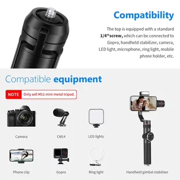 1/4 Screw Tabletop Handheld Tripod NEEWER Metal Mini Tripod Stand for Gimbal Handle Grip Stabilizer DSLR Camera Monopod detail image