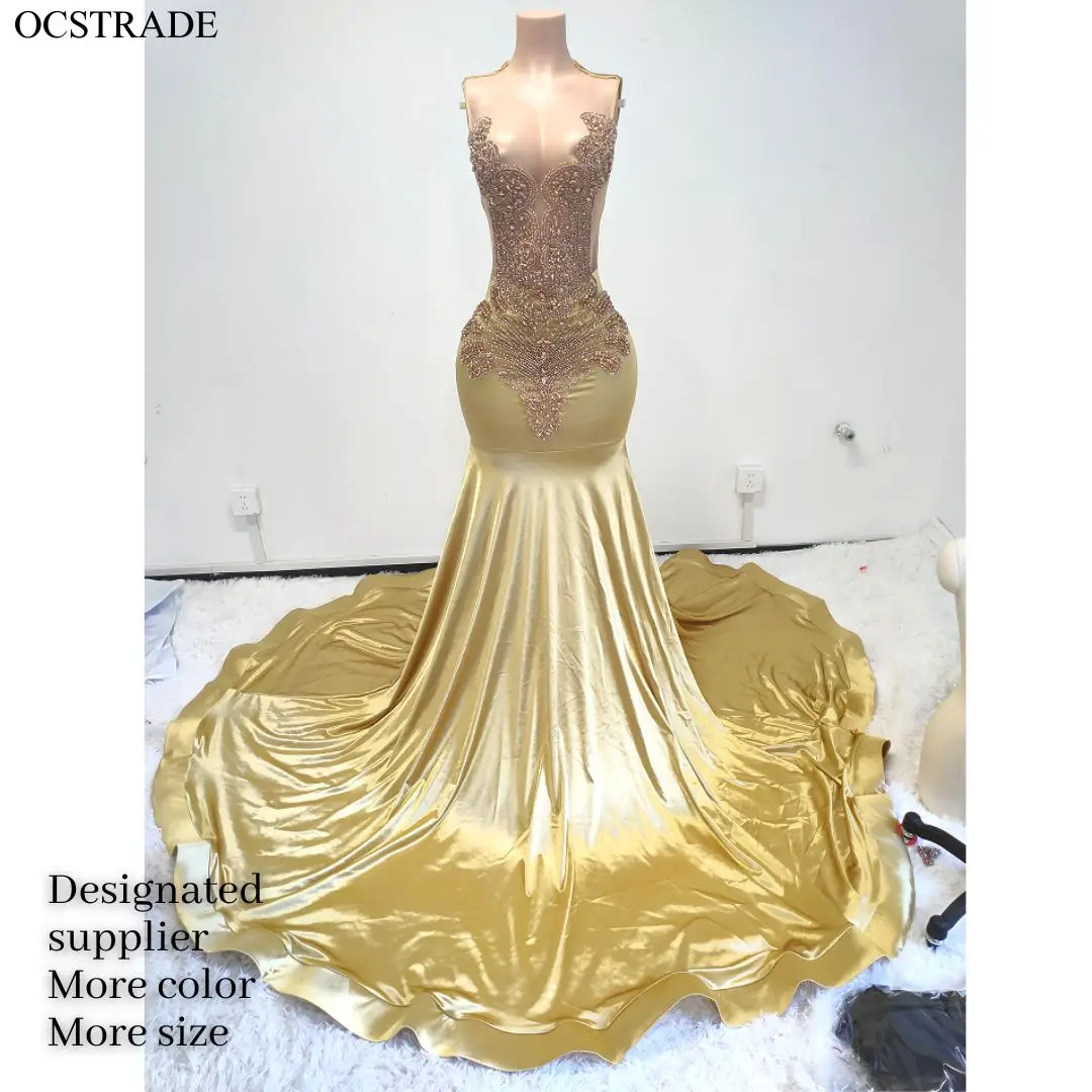 plus size gold dress formal LaDivine CD845C Long Beaded Prom Formal Plus Size Dress
