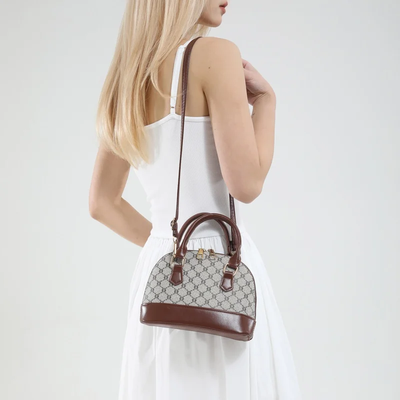 Korean Style Retro PU Leather Handbag 2025 Summer New Trendy Casual Polyester Zipper Shoulder Bag Western Style Fashion