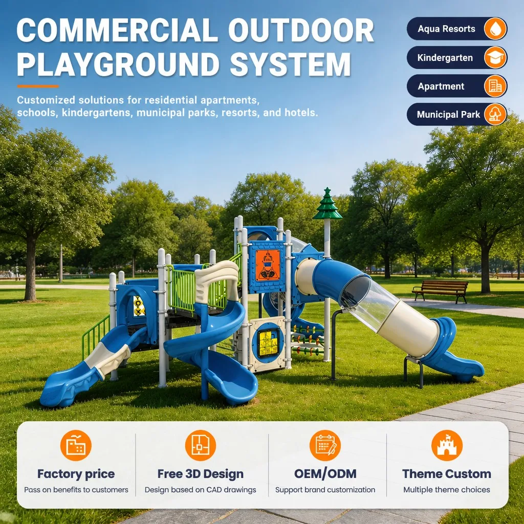 Outdoor Playground Equipment Municipal Park Children Climbing Frame Slide Swing Set Galvanized Steel CE Certified OEM Wholesale