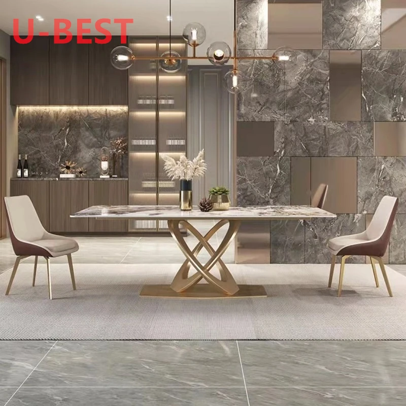 8人掛けのモダンでスタイリッシュで豪華な大理石のダイニング