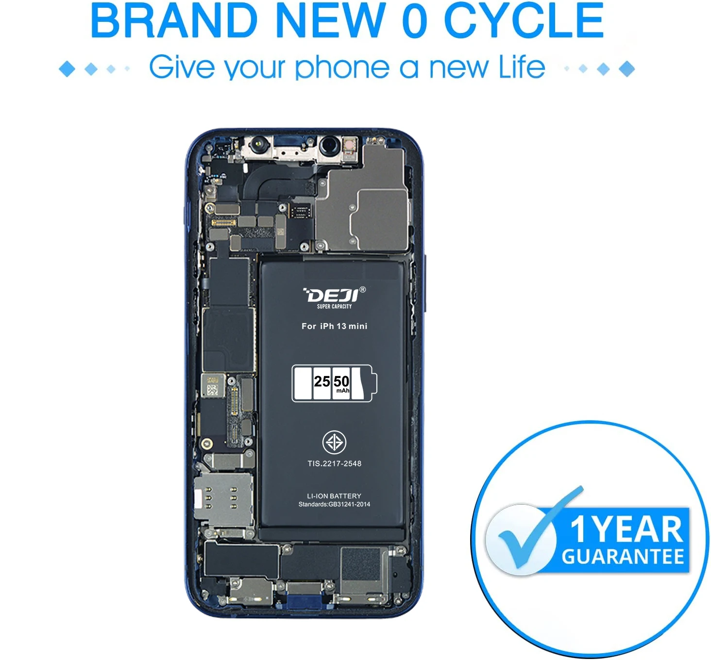 DEJI Wholesale Zero Cycle Battery Replacement for iPhone 13 Mini