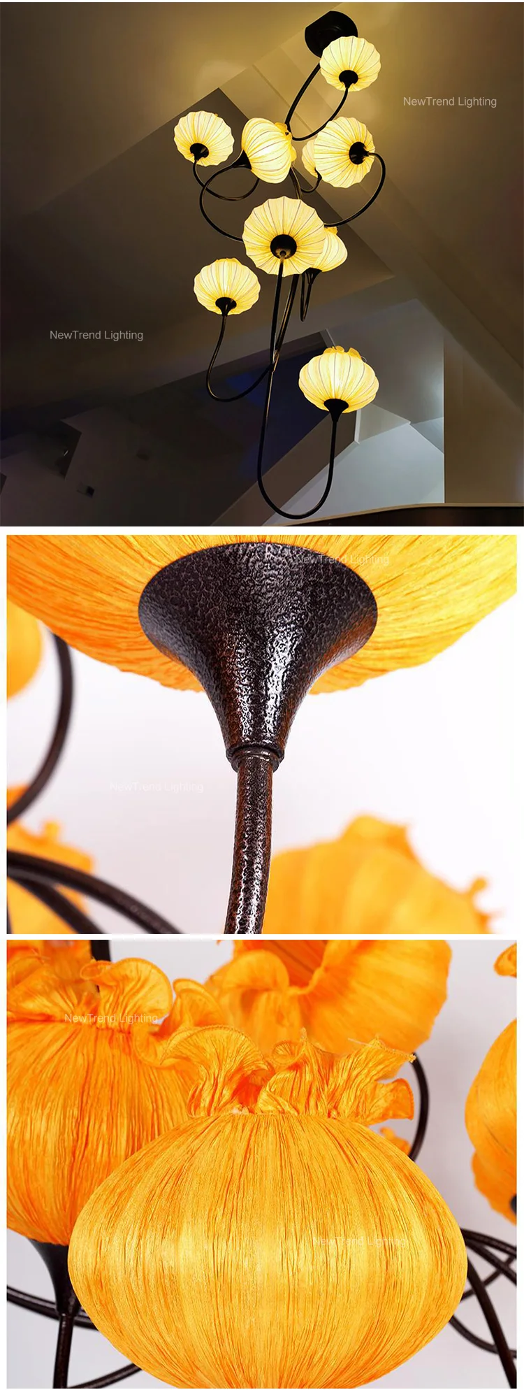 CPL-330 Nature Inspired Indoor Lighting Art Flower Staircase Decoration Branch LED Chandelier Pendant Light manufacture