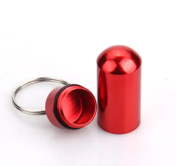 waterproof  colorful portable one week  metal mini emergency pill box case  aluminum alloy Drug  Holder   with keychain for trip