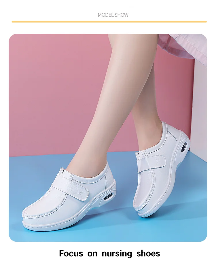 Hot Sale Nurse Shoes for Women Nursing Hospital White Shoes Comfort Breathable Soft Bottom Flat Anti-slip Safety Work Shoes