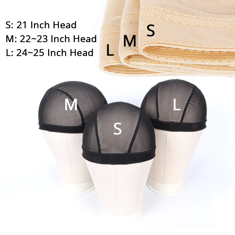 Эластичные дышащие прозрачные черные/бежевые сетчатые плетеные купольные шапки Leeons S M L для изготовления париков