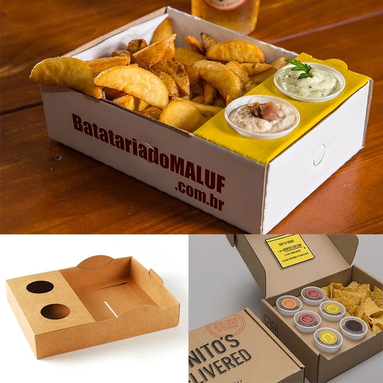 Biodegradable Customized Logo Wholesale Corrugated Kraft Paper Fish Chips Box Takeaway Fast Food To Go Containers Packaging supplier