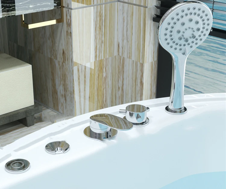 CE Poland Small 130 cm Round Soaking Tub Freestanding Acrylic Whirlpool Bathtub