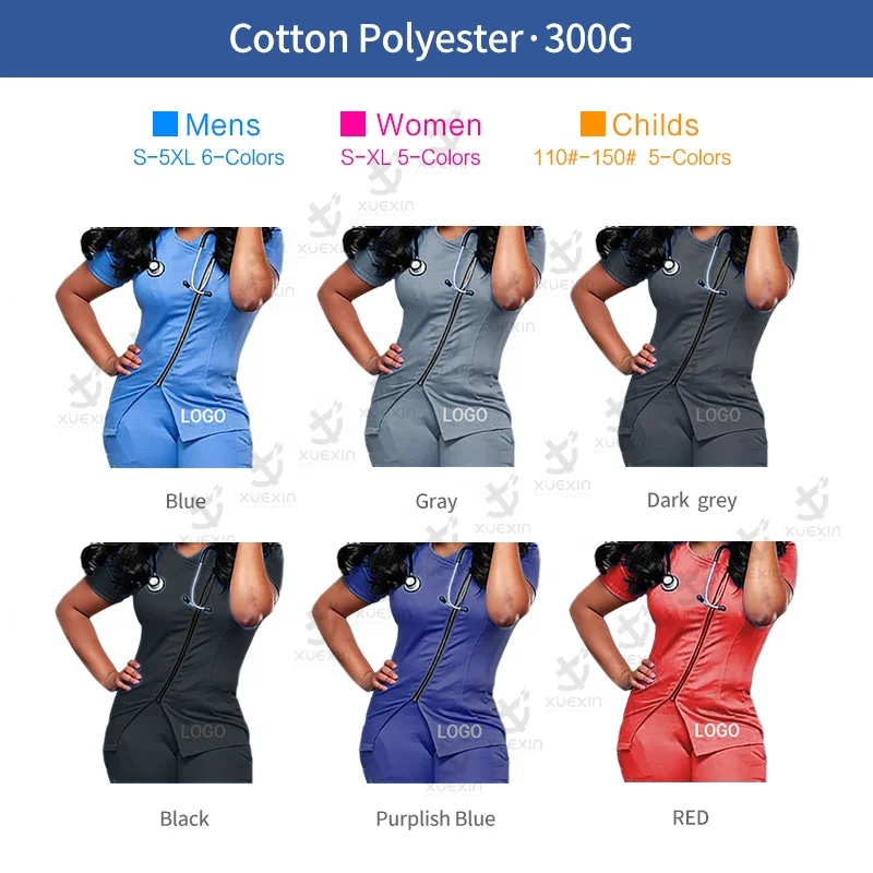 Inventory Hot Sale Scrubs Uniforms Nursing Slant Zipper