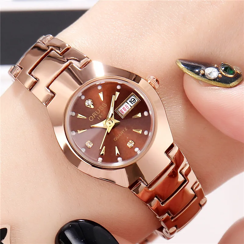 Oruss 005 Small Gold Round Simple Fashion Vintage Waterproof Leisure Quartz Women's Watch