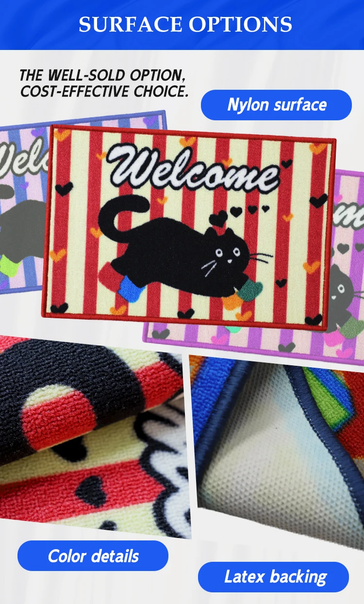 Custom Polyester Christmas Gift Mat Printed Carpet for Living Room Entrance Door Mat details