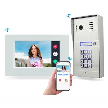 1080P WiFi Video Doorbell Door Phone Intercom System for Villa with 7inch Touch Screen WiFi Monitor, working with Doordeer APP