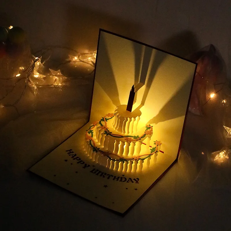 Wholesale 3D Pop up Birthday Greeting Cards Auto Play Music Warm LED ...