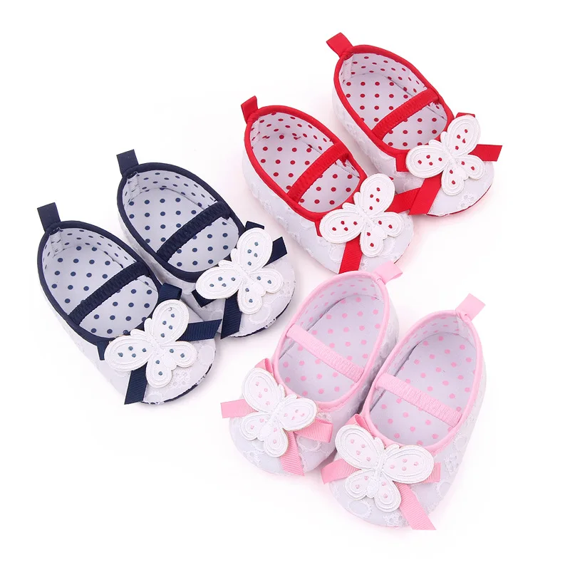 Spring and Autumn New Embroidered butterfly Princess Baby Toddler Shoes for Girls