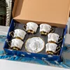 A-6 Cups 6 Plates + Golden Spoons