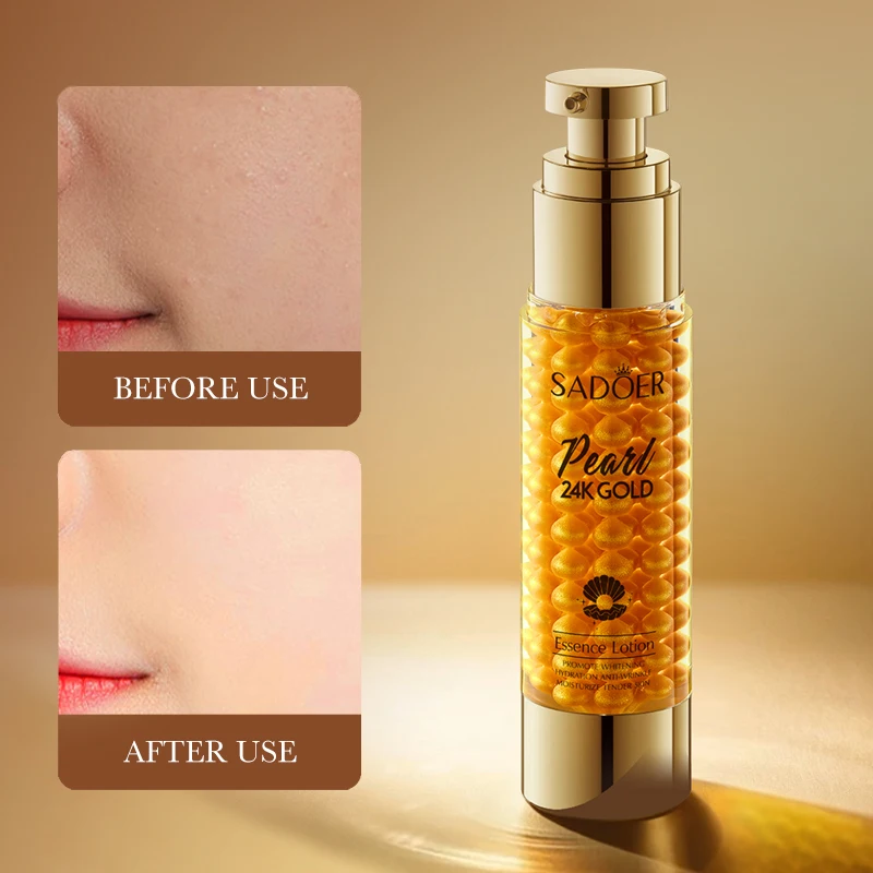 OEM SADOER Private Label 24k Gold Pearl Collagen Essence Lotion
