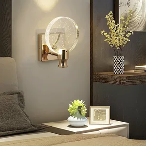 JACKSUN Luxury Round Crystal Bubble Wall Lamp Bedroom Bedside Minimalist Living Room TV Background Dector Aisle