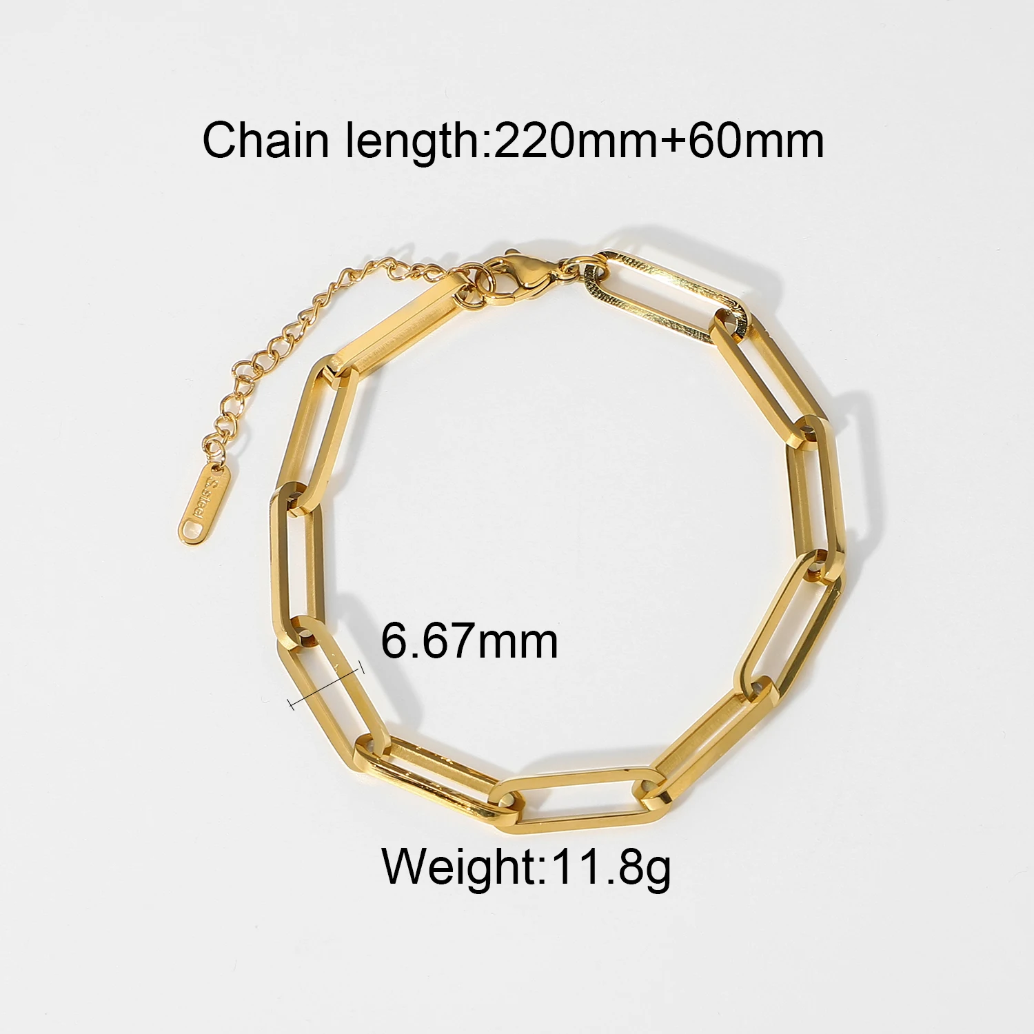 厚い長方形のリンクチェーン毎日積み重ね18K金メッキステンレス鋼紙