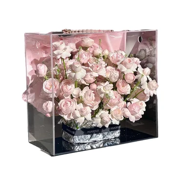 Acrylic Transparent Flower Box Handheld Box Fairy Kiss Flower Arrangement Box