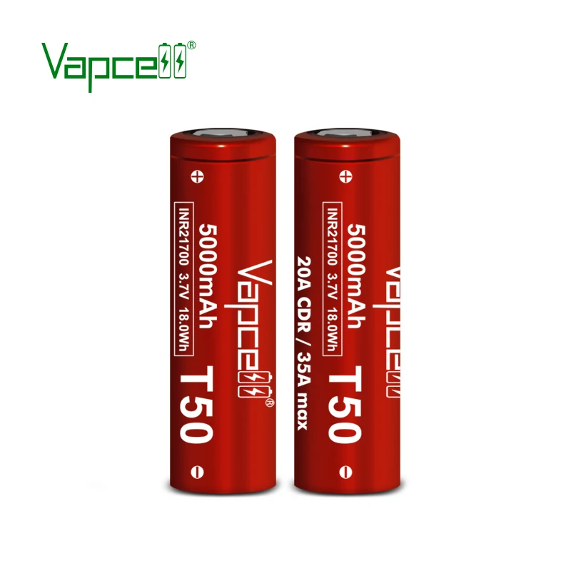 Vapcell T50 21700 5000mAh 20A フラットトップバッテリー バップセル