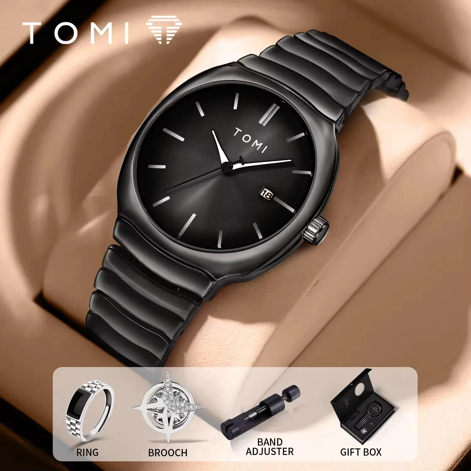 TOMI T307 New Trending Stainless Steel Alloy Case Quartz Male