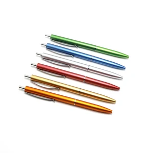 Wholesale Cheap Plastic Barrel Logo Pen Metal Clip Ballpoint Pen Slim Hotel Pen