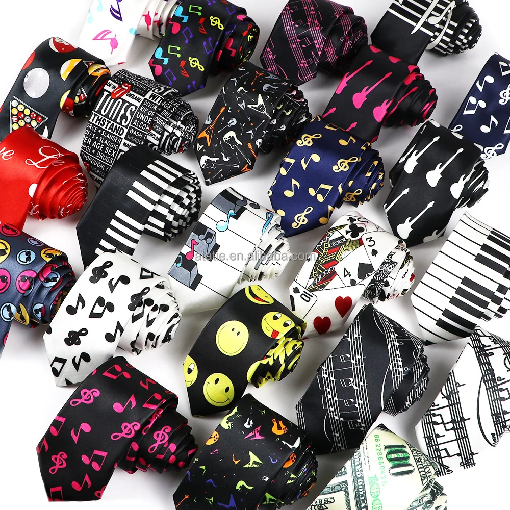 thumbnail image 2 of Men's Musical Instrument Music Notes Tie – 17 Designs – Polyester Necktie 2 of 4