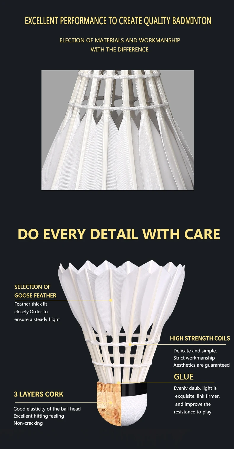 Goose Feather Feather Natural Cork Badminton International Tournament ...