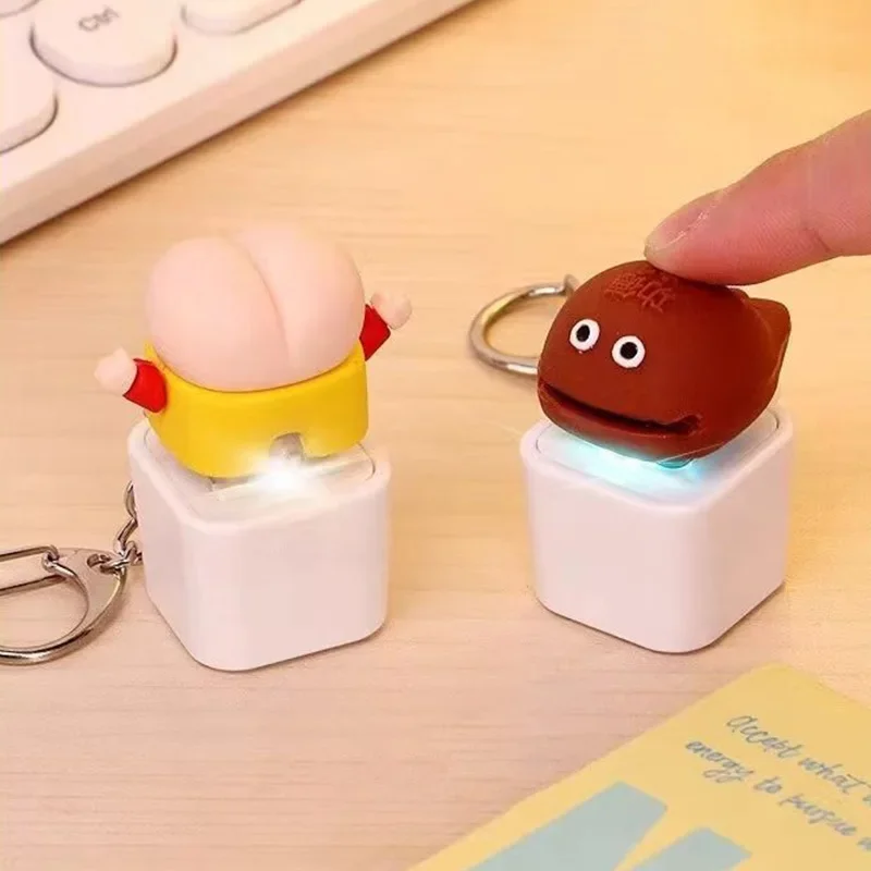 Wholesale Custom Yellow Chick Keychain Creative Stress Relief Electronic Voice Toy in Any Shape Promotional Rubber Keychains