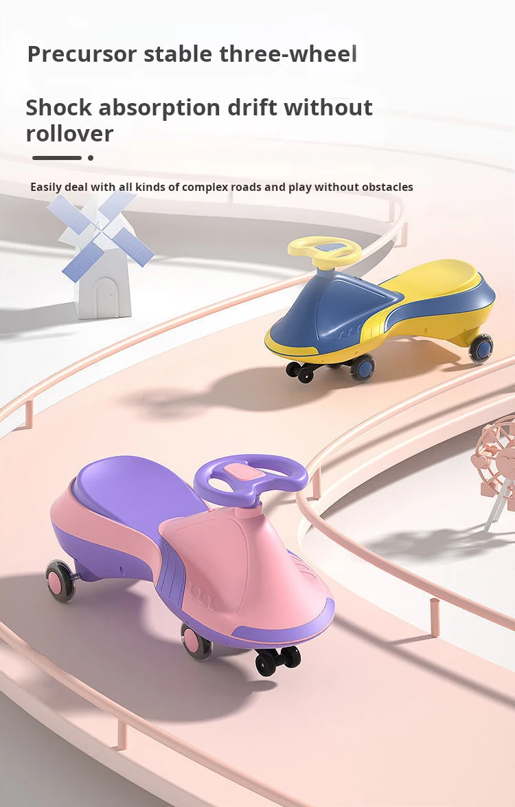 Customized children's twist car Baby twist car four-wheel swing car anti-rollover carver with music lights