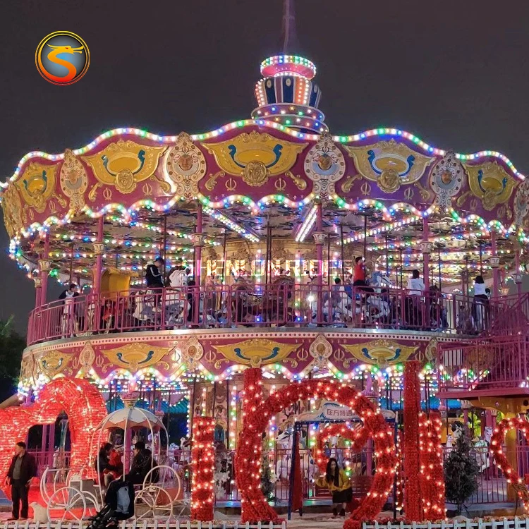 中国製二階建てメリーゴーランド、遊園地向け格安回転木馬販売中