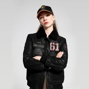 Sell Well - High Quality Custom Heavy Embroidered Leather Ladies Jacket Leather Bomber Jacket